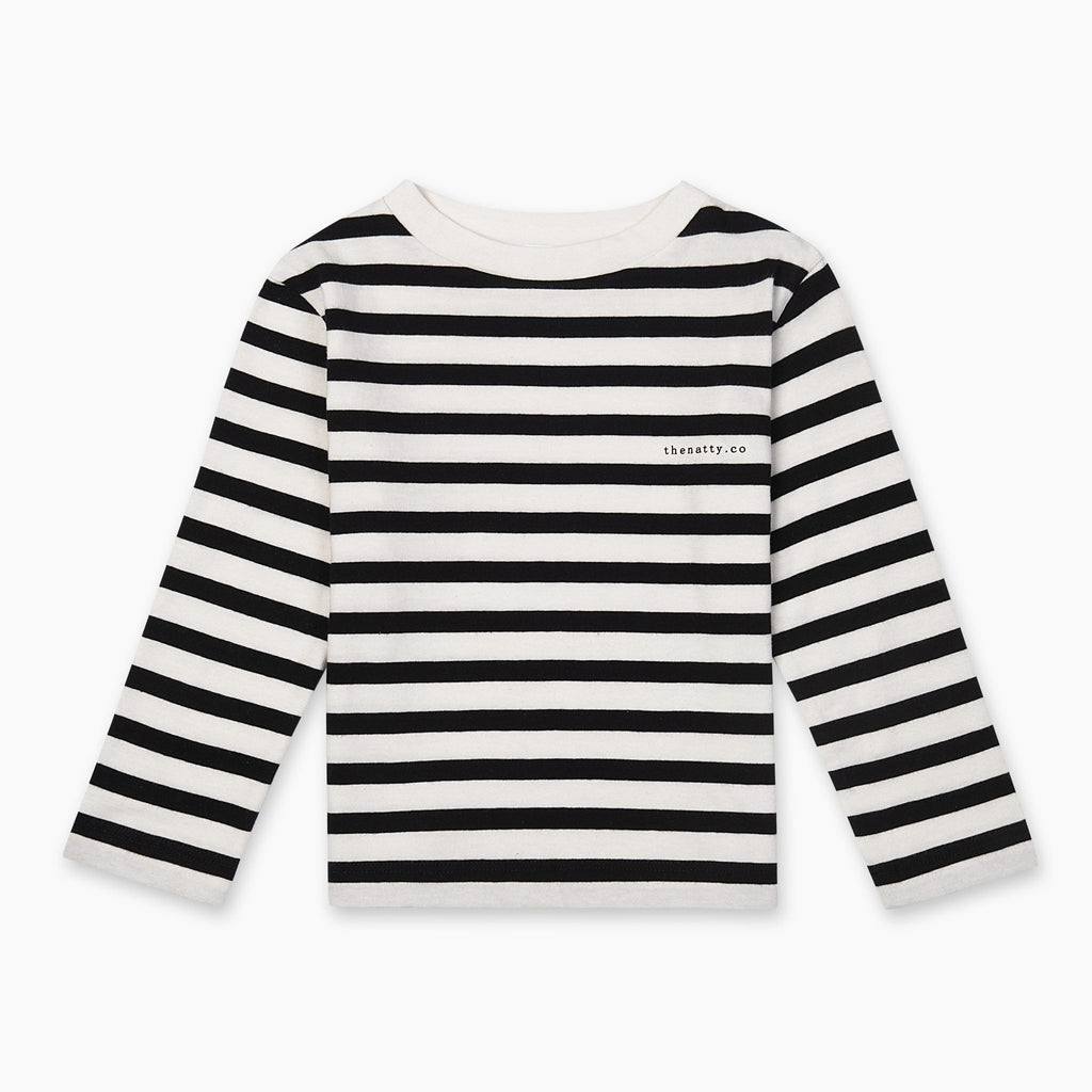 THE NATTY Logo T-Shirt with Long Sleeves - Black and White