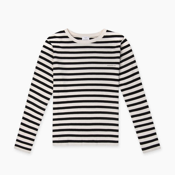 THE NATTY Long-Sleeved T-Shirt with Logo - Black and White