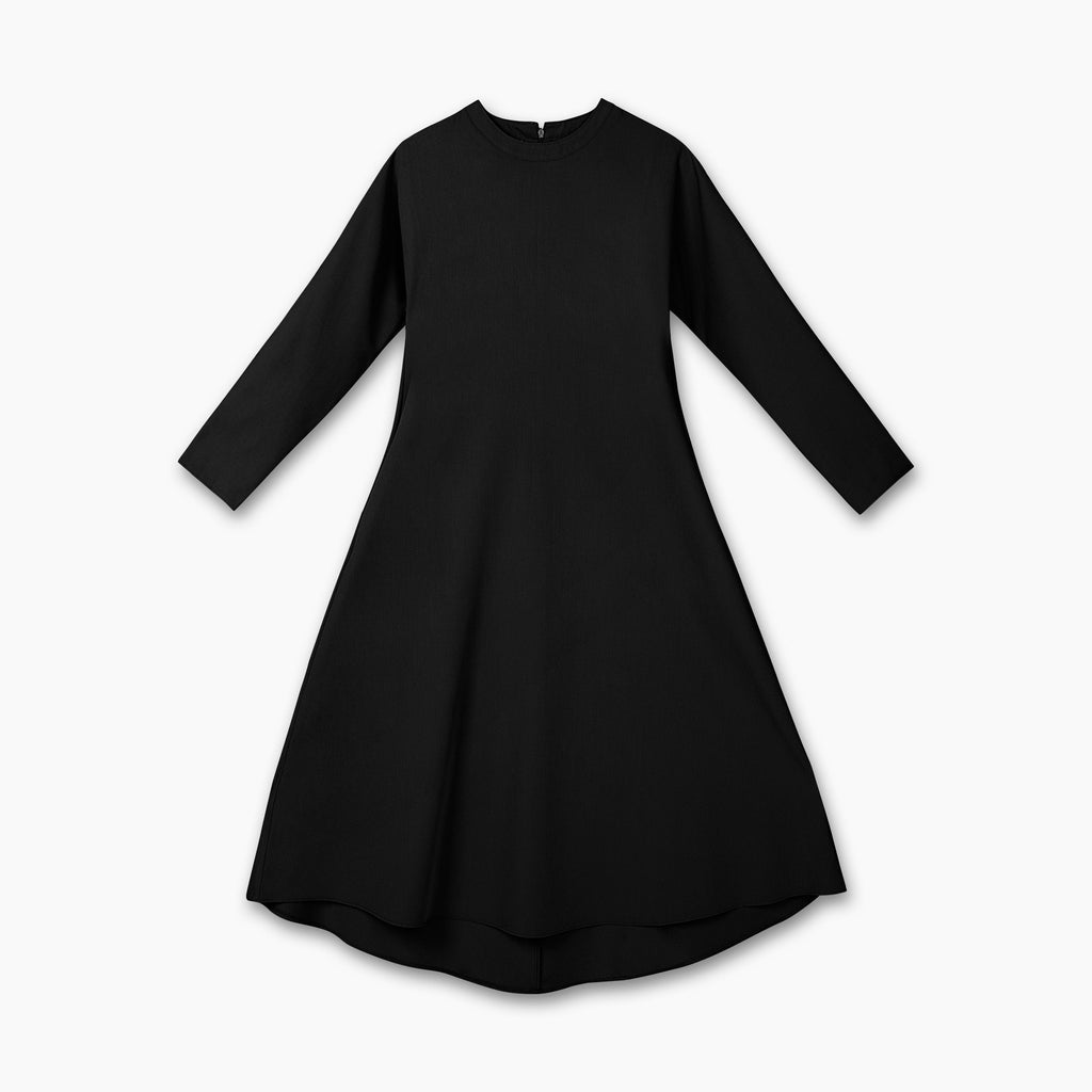 Long-Sleeved Long Black Dress