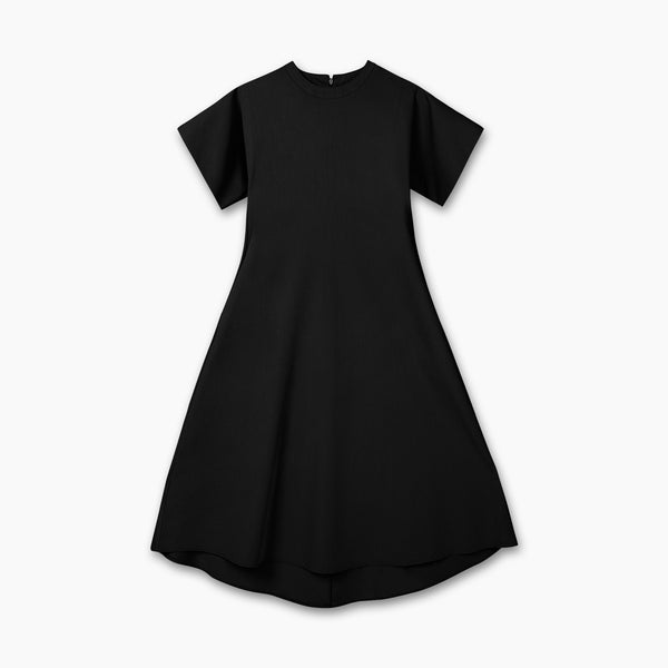 THE NATTY Short-Sleeved Long Dress - Black