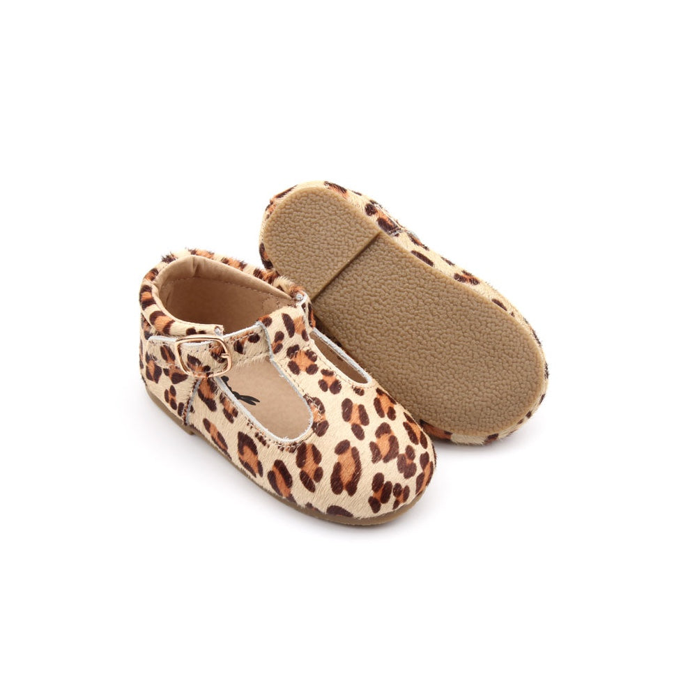 BABYBOO Salomes (rigid soles) - Leopard