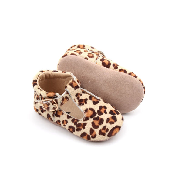 BABYBOO Salomes (flexible soles) - Leopard