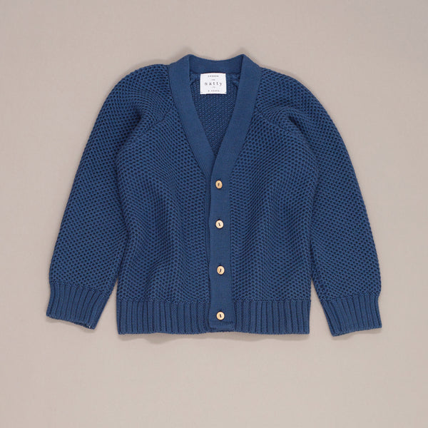 THE NATTY Blue Chunky Knitted Cardigan