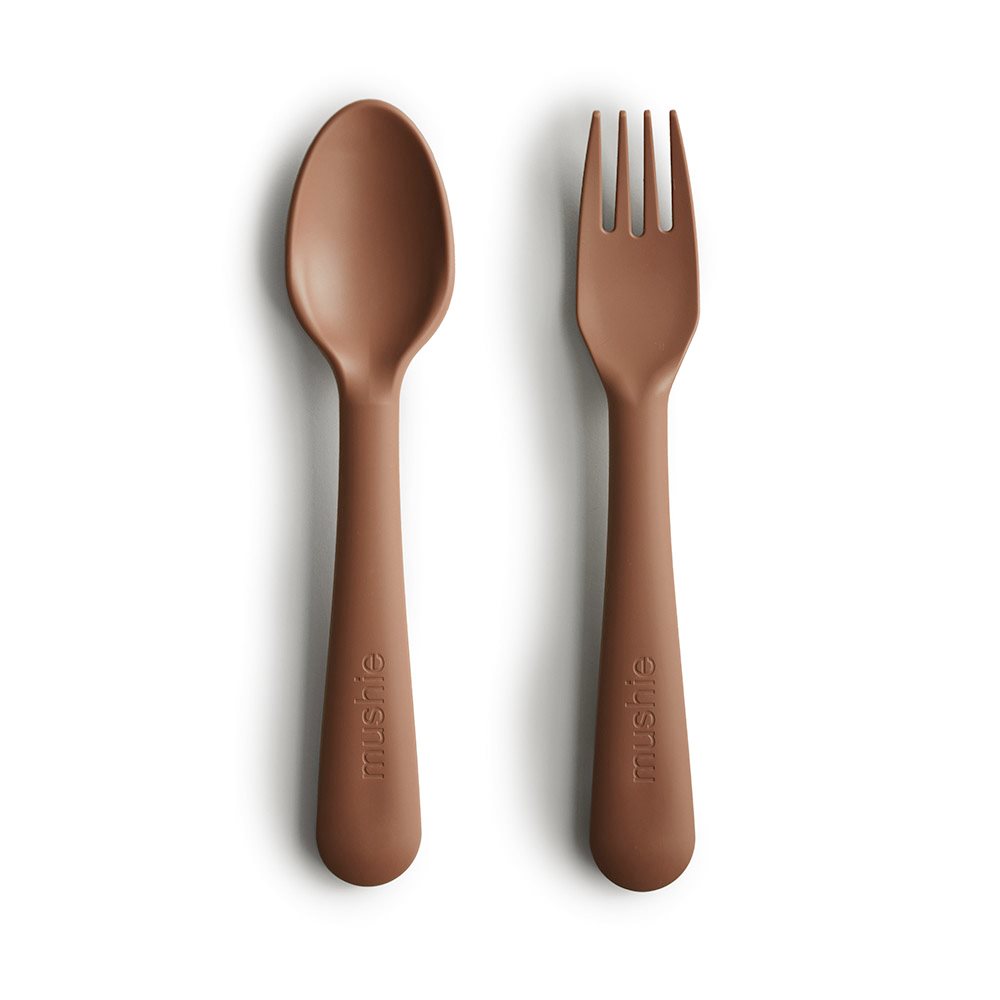 MUSHIE FORK AND SPOON SET in Caramel