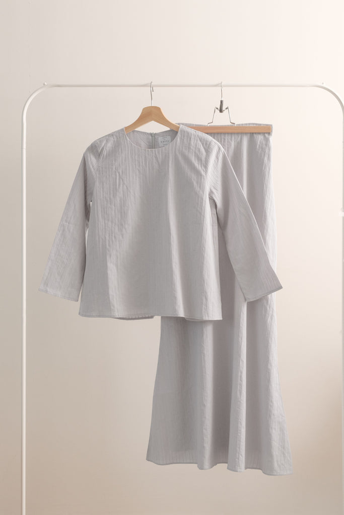 Nadia Boxy Kurung - Grey