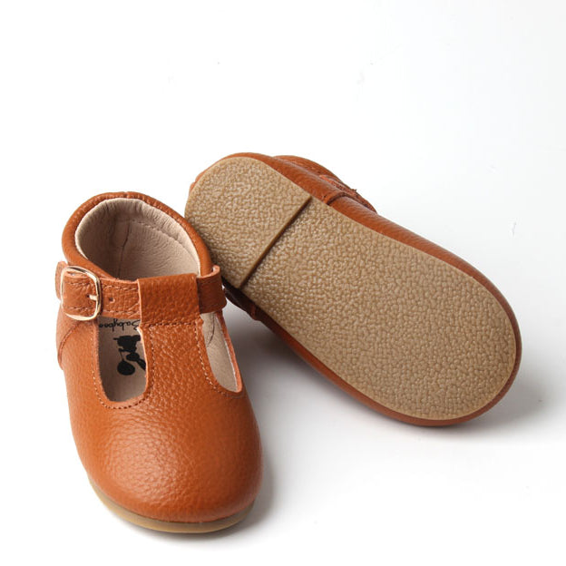 BABYBOO Salomes (rigid soles) - Brown