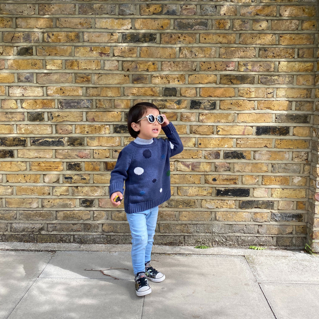 THE NATTY Kids Blue Chunky Knitted Jumper
