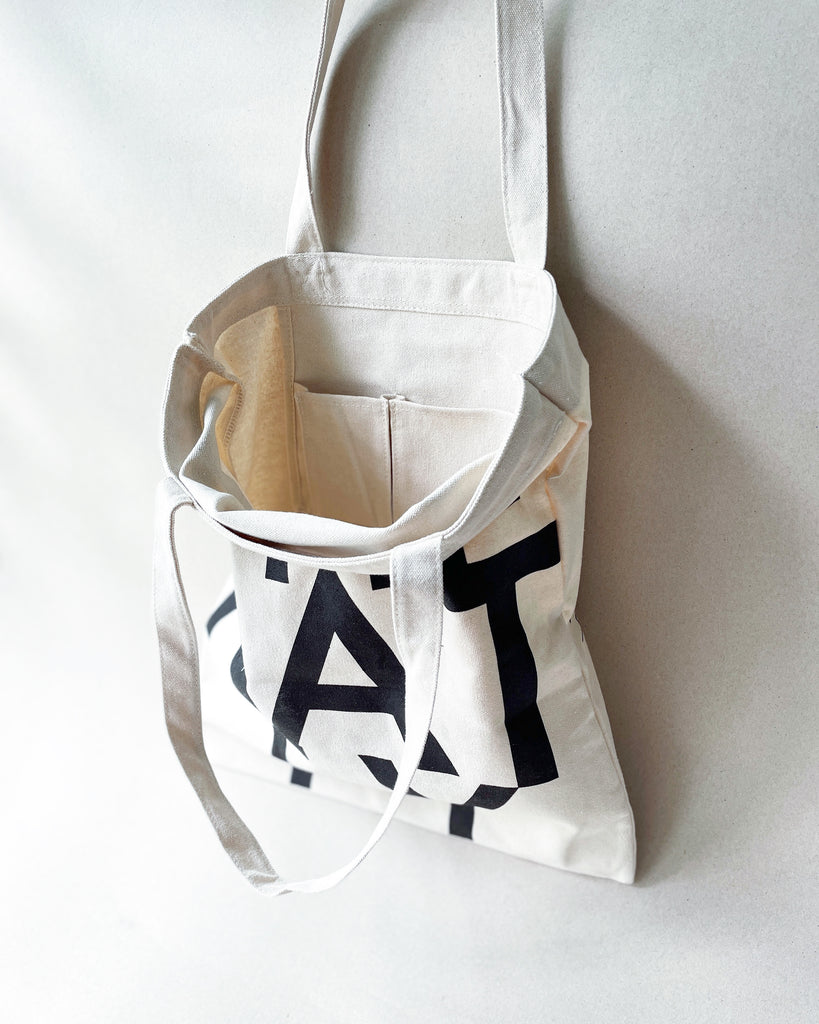 100% durable cotton canvas tote with internal stash pockets