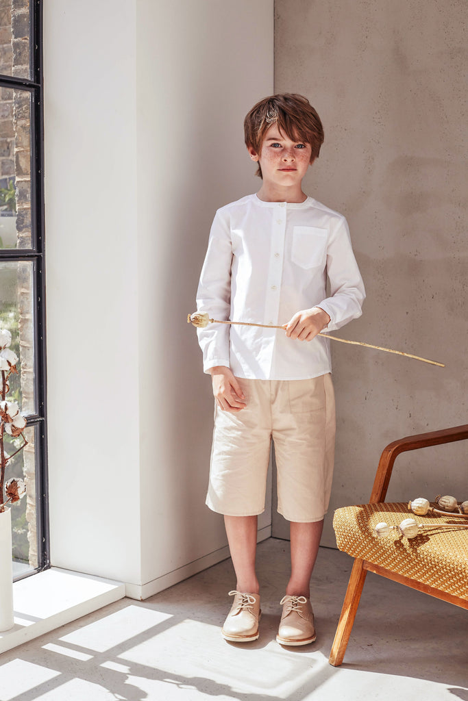 Children's Shorts with Oversized Pockets - Beige