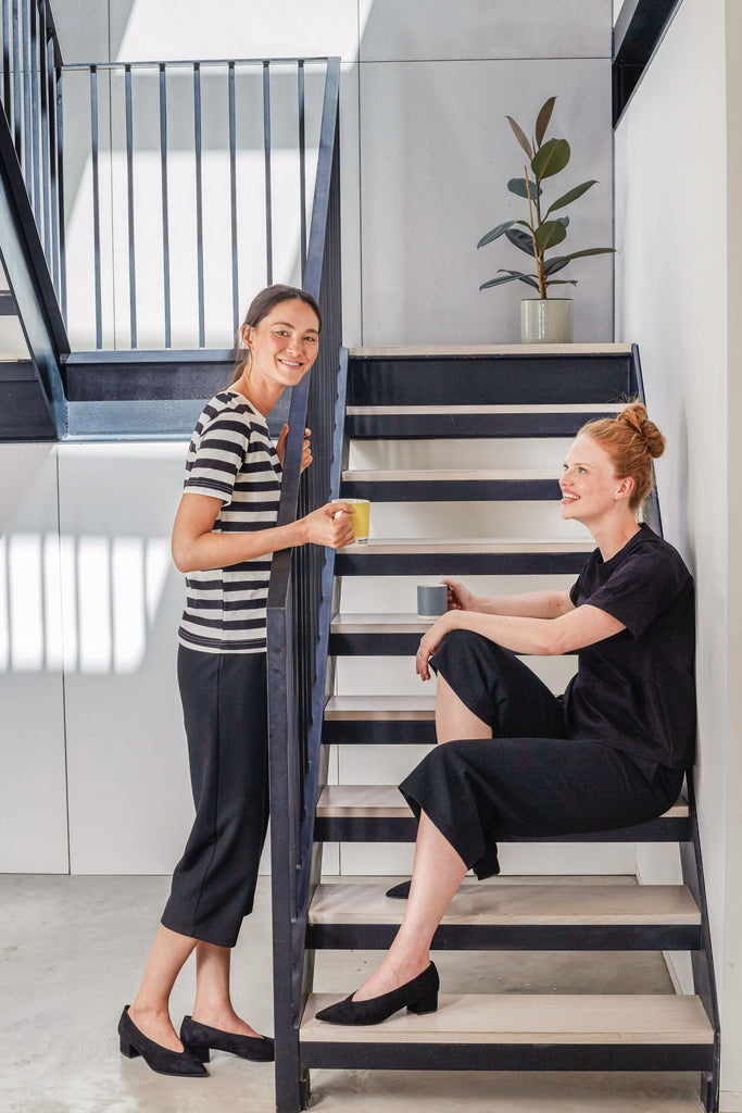 The Natty Women's Thick Stripes T-Shirt with Logo - Black and White