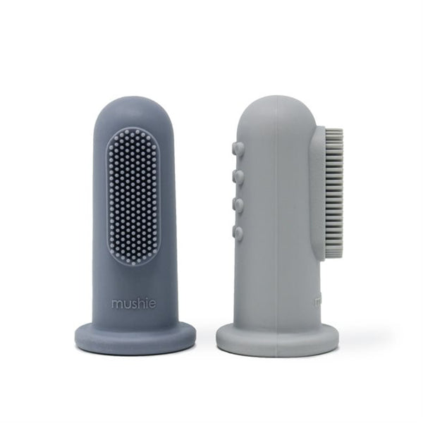MUSHIE FINGER TOOTHBRUSH in STONE and TRADEWINDS