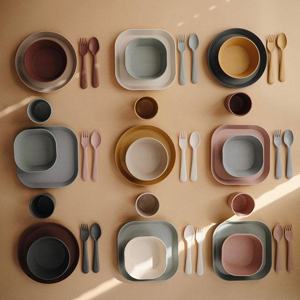 Mushie Dinnerware Spoon Fork Bowl Plate Cup